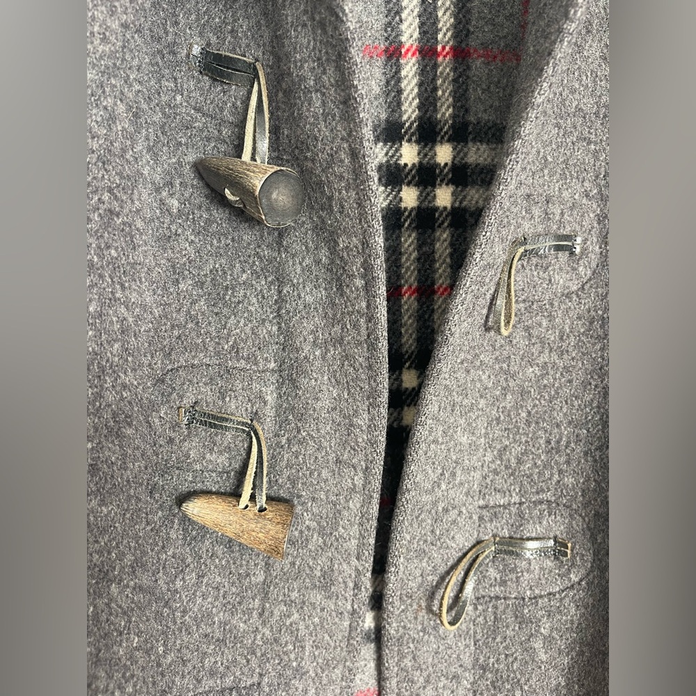 Vintage Burberrys London Duffle Coat Wool Hooded Toggle Gray Men’s L England - Picture 3 of 12